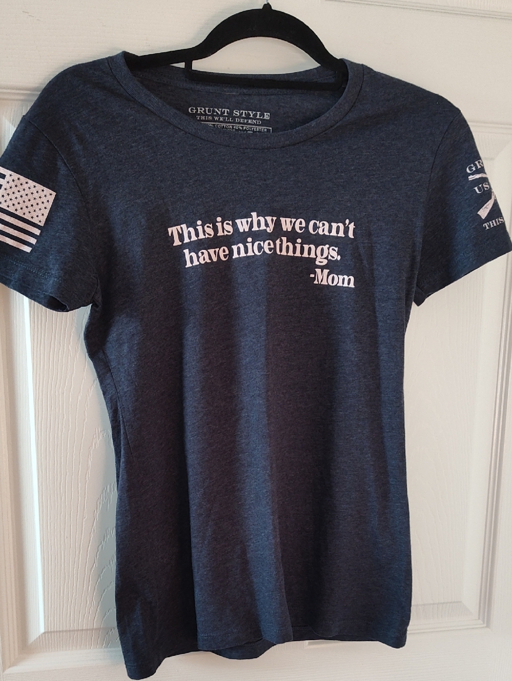 Grunt Style Navy Blue Graphic Tee with White Text